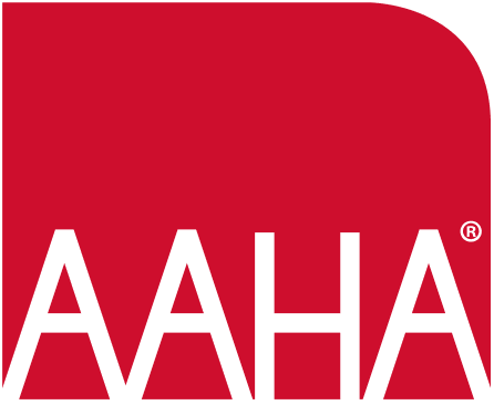 Red logo with the letters "AAHA" in white, positioned diagonally.
