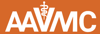 White text "AAVMC" with a caduceus symbol on an orange background.