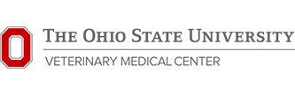 Logo of The Ohio State University Veterinary Medical Center featuring a red block 'O'.